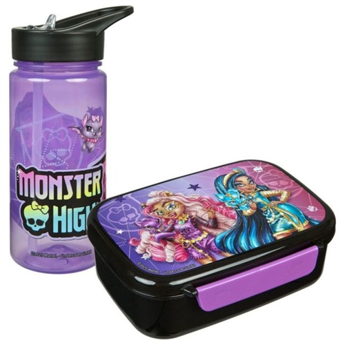Monster High madkasse og drikkedunk med sugerør i gaveæske